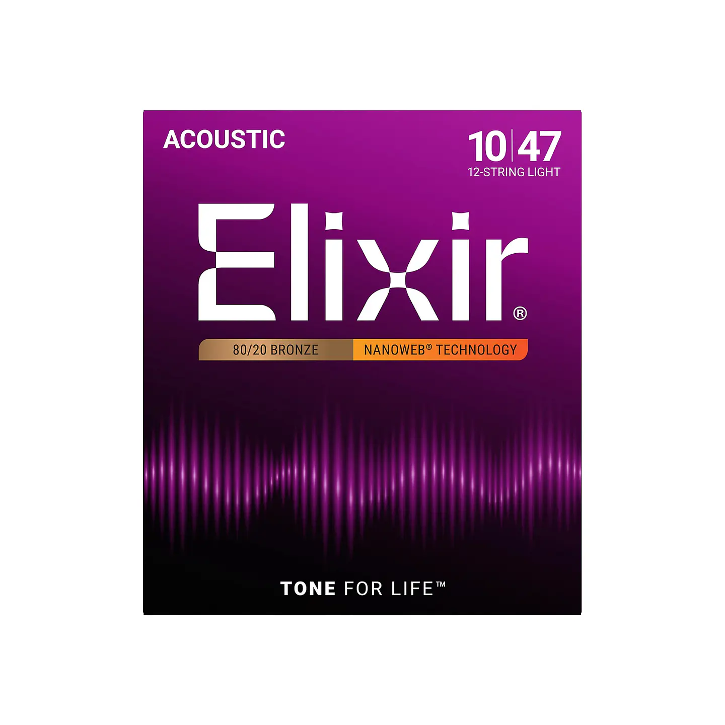 Cuerdas Elixir 80/20 Bronze para Guitarra Acústica de 12 Cuerdas con Recubrimiento NANOWEB® – Light (.010–.047) 1