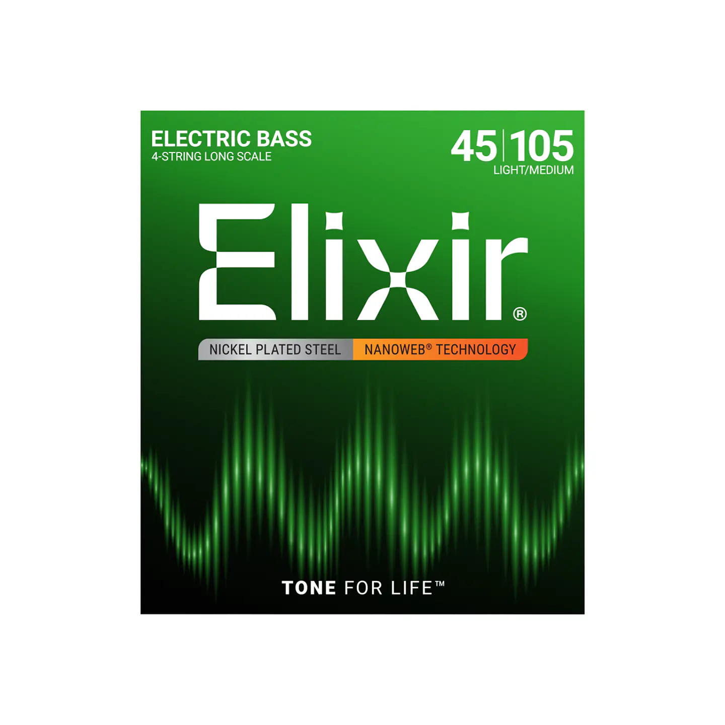 Cuerdas Elixir para Bajo Eléctrico 4 Cuerdas Long Scale con Recubrimiento NANOWEB® – Light/Medium (.045–.105) 1