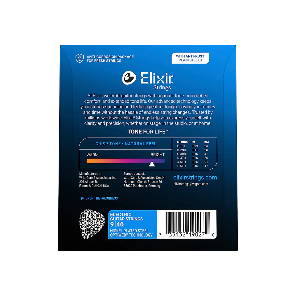 Cuerdas Elixir para Guitarra Eléctrica con Recubrimiento OPTIWEB® – Custom Light (.009–.046) 3