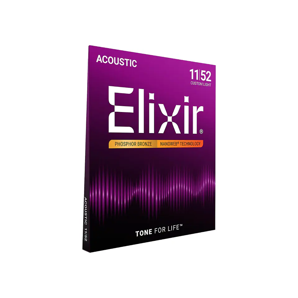 Cuerdas Elixir Phosphor Bronze para Guitarra Acústica con Recubrimiento NANOWEB® – Custom Light (.011–.052) 2