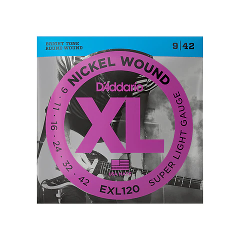 Cuerdas D'Addario EXL120 Nickel Wound para Guitarra Eléctrica – Super Light (.009–.042)