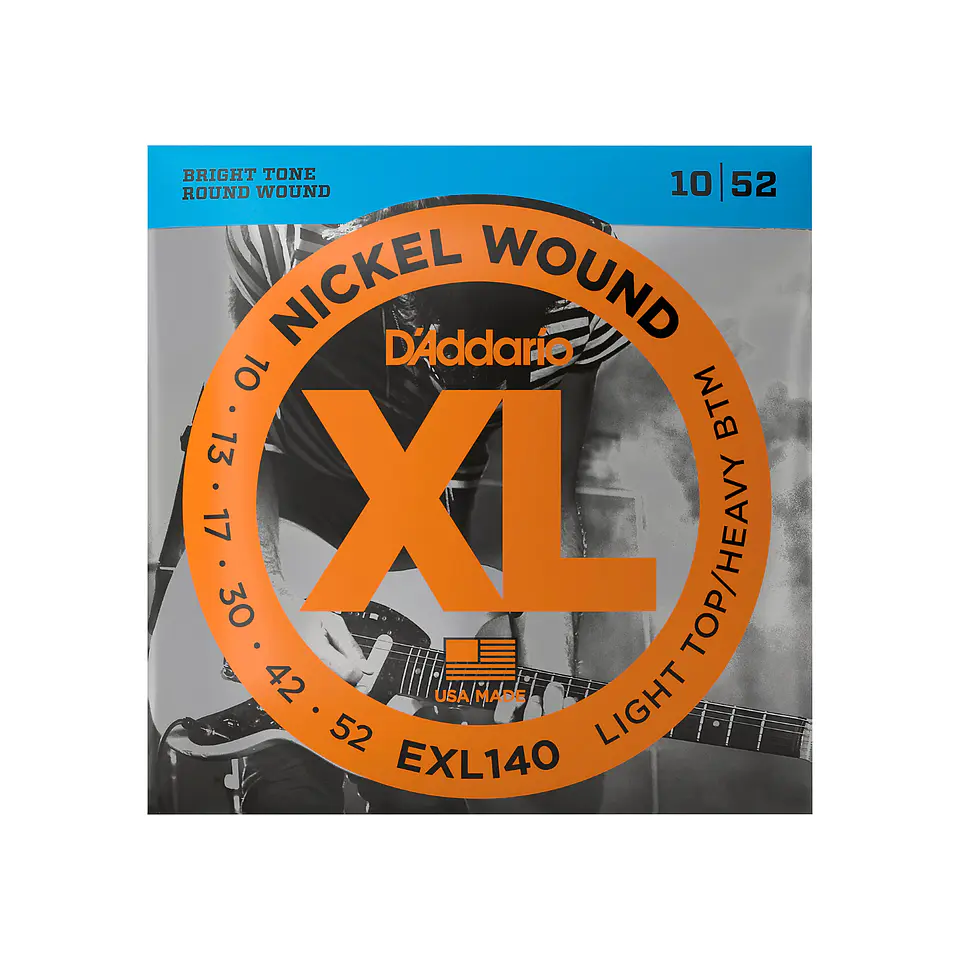 Cuerdas D'Addario EXL140 Nickel Wound para Guitarra Eléctrica – Light Top / Heavy Bottom (.010–.052) 1
