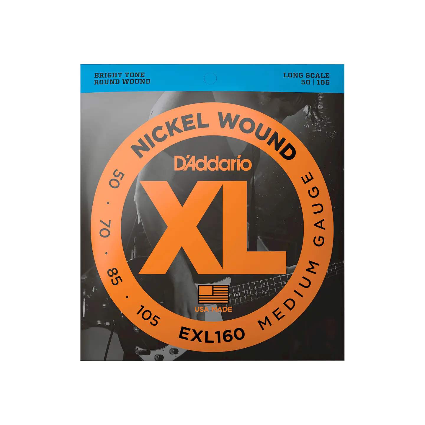 Cuerdas D'Addario EXL160 Nickel Wound para Bajo Eléctrico – Medium (.050–.105) 1