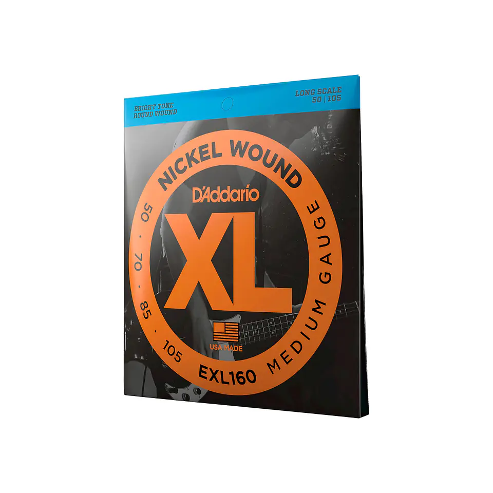 Cuerdas D'Addario EXL160 Nickel Wound para Bajo Eléctrico – Medium (.050–.105) 2