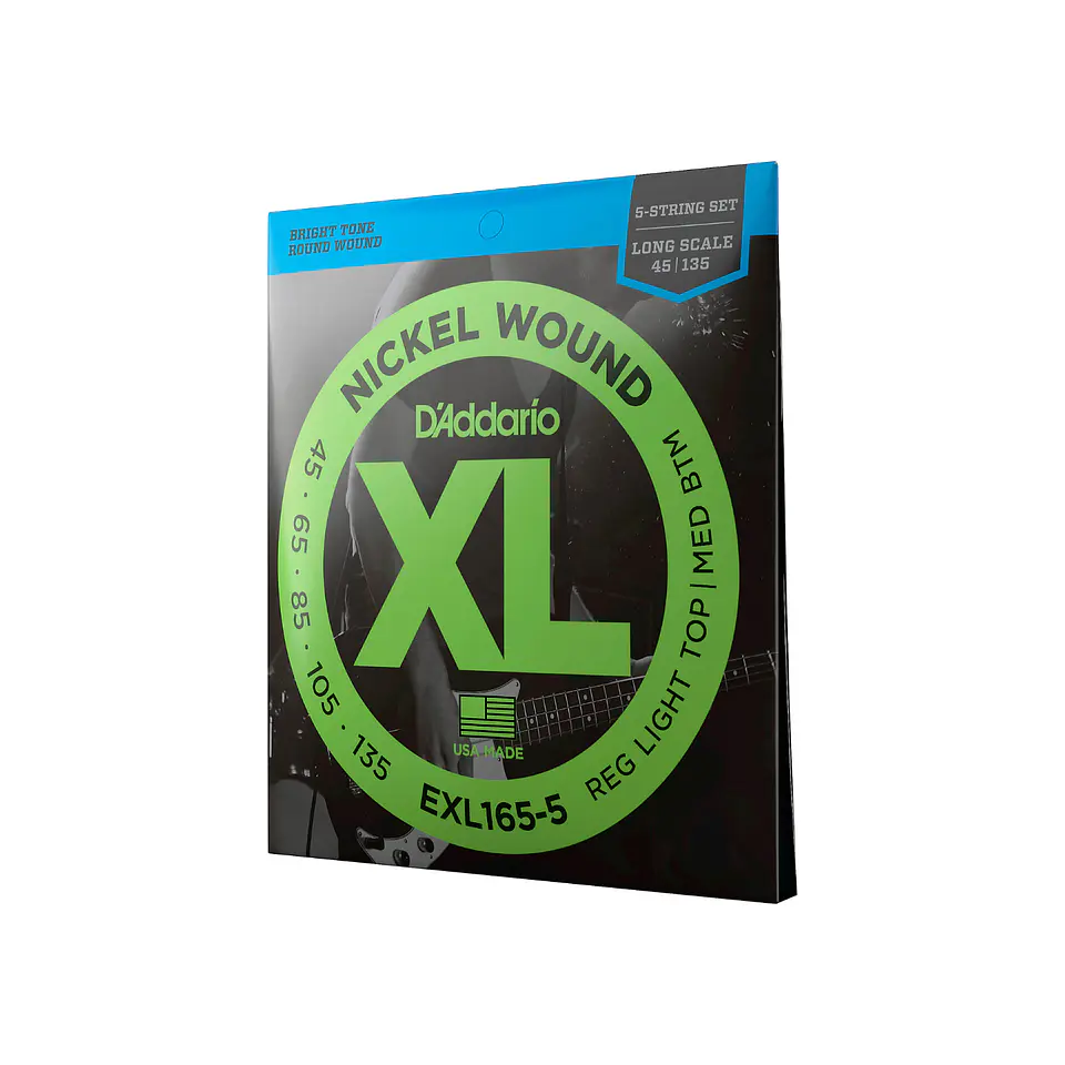 Cuerdas D'Addario EXL165-5 Nickel Wound para Bajo Eléctrico de 5 Cuerdas – Light Top / Medium Bottom (.045–.135) 2