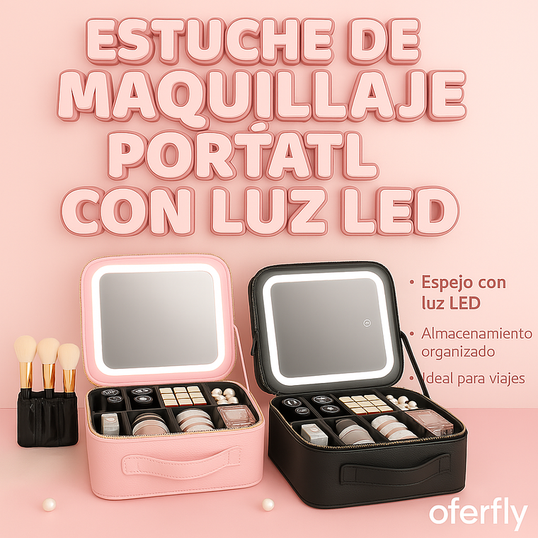 Estuche Maquillaje Portátil Con Luz Led 1