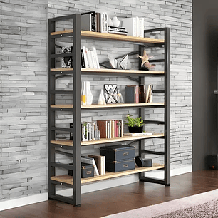 Estantería Estilo Industrial con Repisas de Madera – 6 Niveles