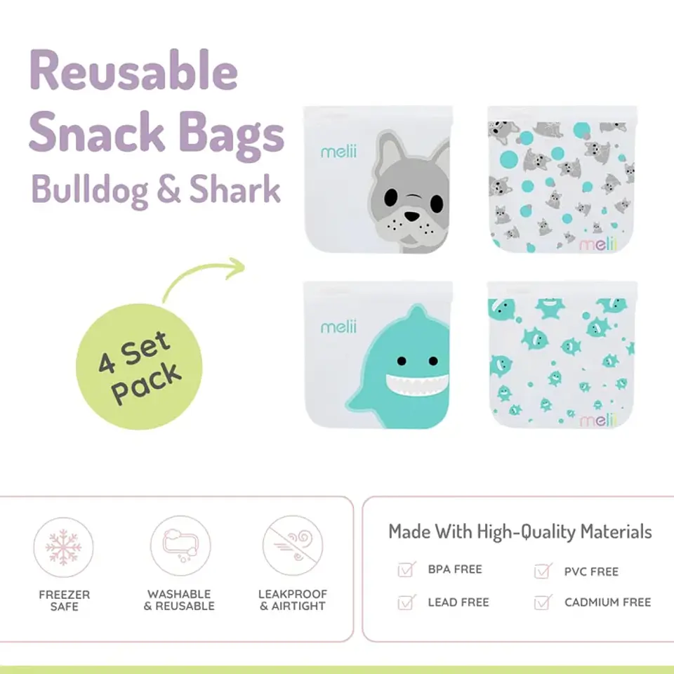Pack de 4 Bolsas Reutilizables para Snacks 4