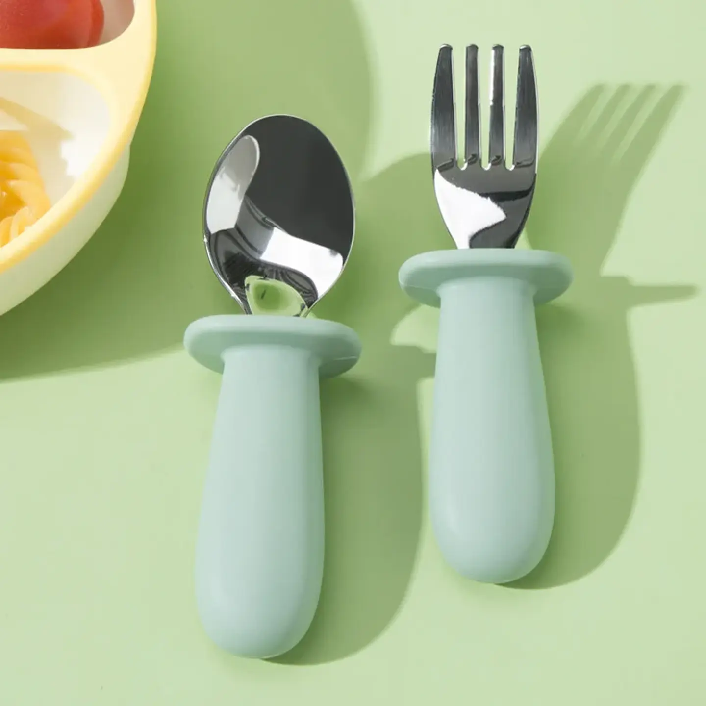 Set de Cuchara y Tenedor Mango Silicona 4