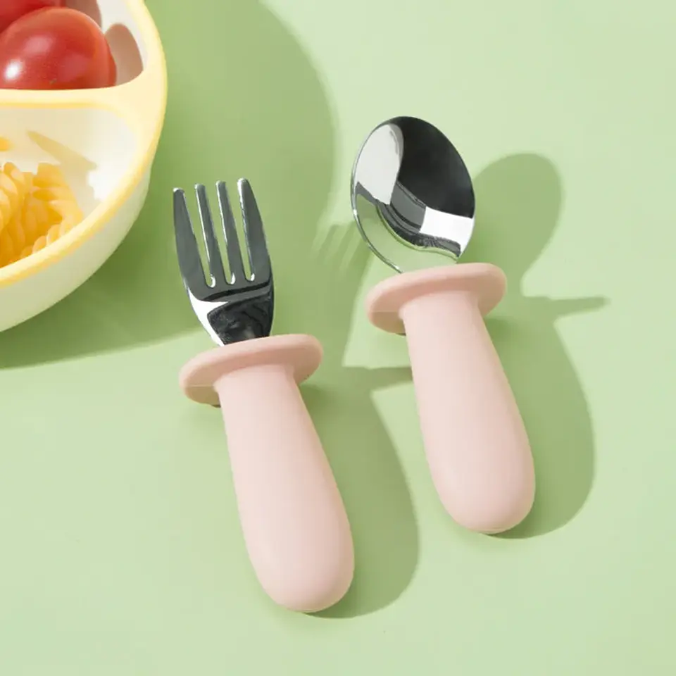 Set de Cuchara y Tenedor Mango Silicona 2