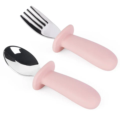 Set de Cuchara y Tenedor Mango Silicona