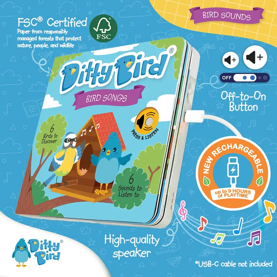 Libro Interactivo Musical Bird Songs - Ditty Bird 3