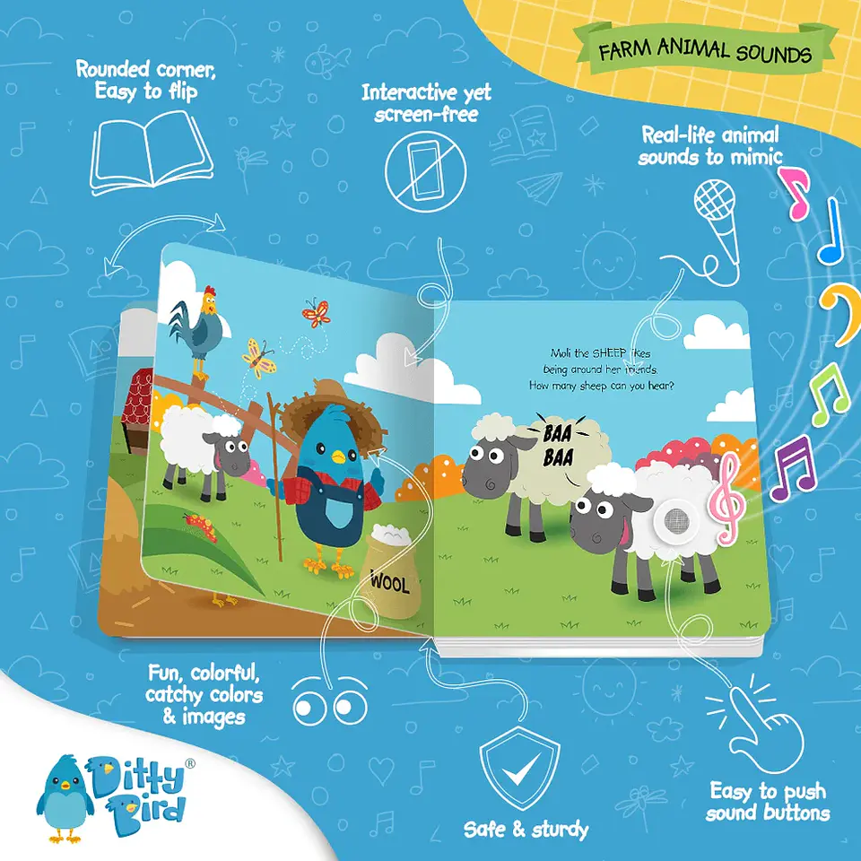 Libro Interactivo Musical Farm Animal Sounds - Ditty Bird 3