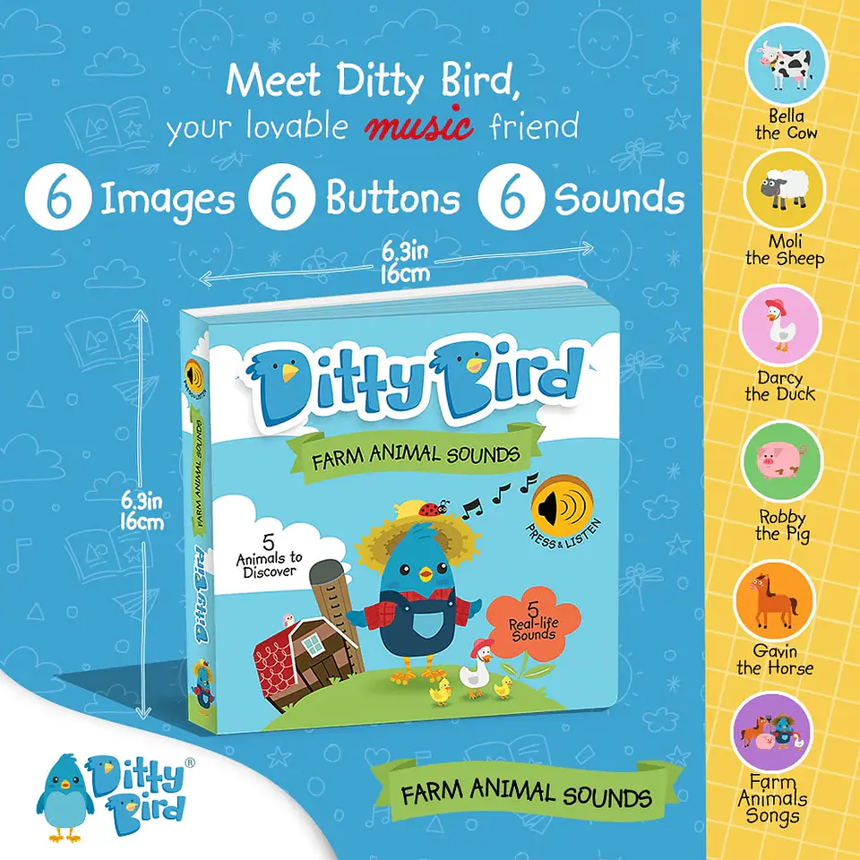 Libro Interactivo Musical Farm Animal Sounds - Ditty Bird 2