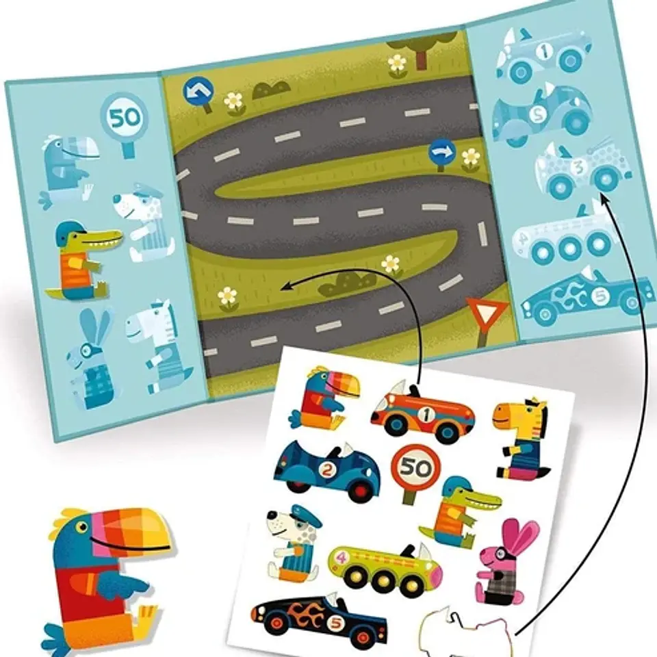 Crea Coches con Stickers - Djeco 2