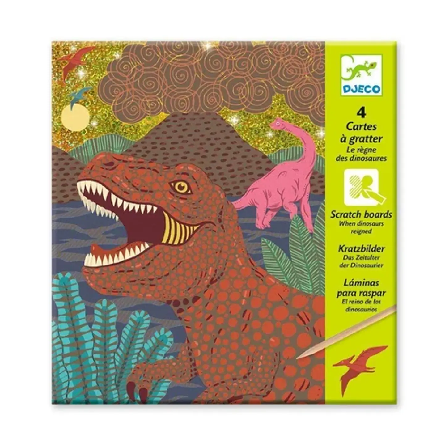 Tarjetas para Raspar El Reino de los Dinosaurios - Djeco 1
