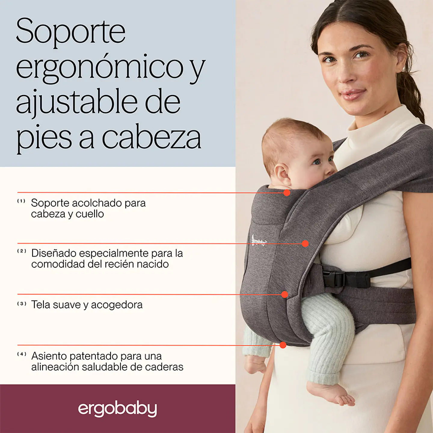 Portabebé Embrace Heather Grey - Ergobaby 3