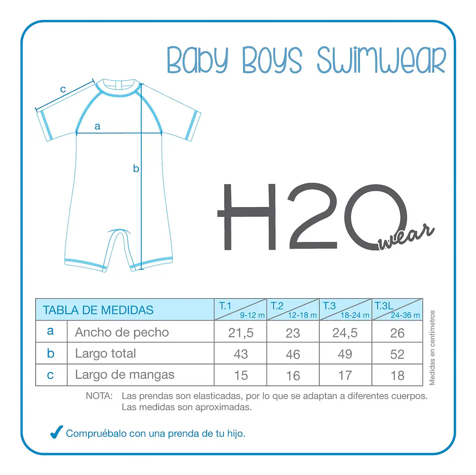 Traje de Baño Bebé Niño Body Azul - H20 Wear 3