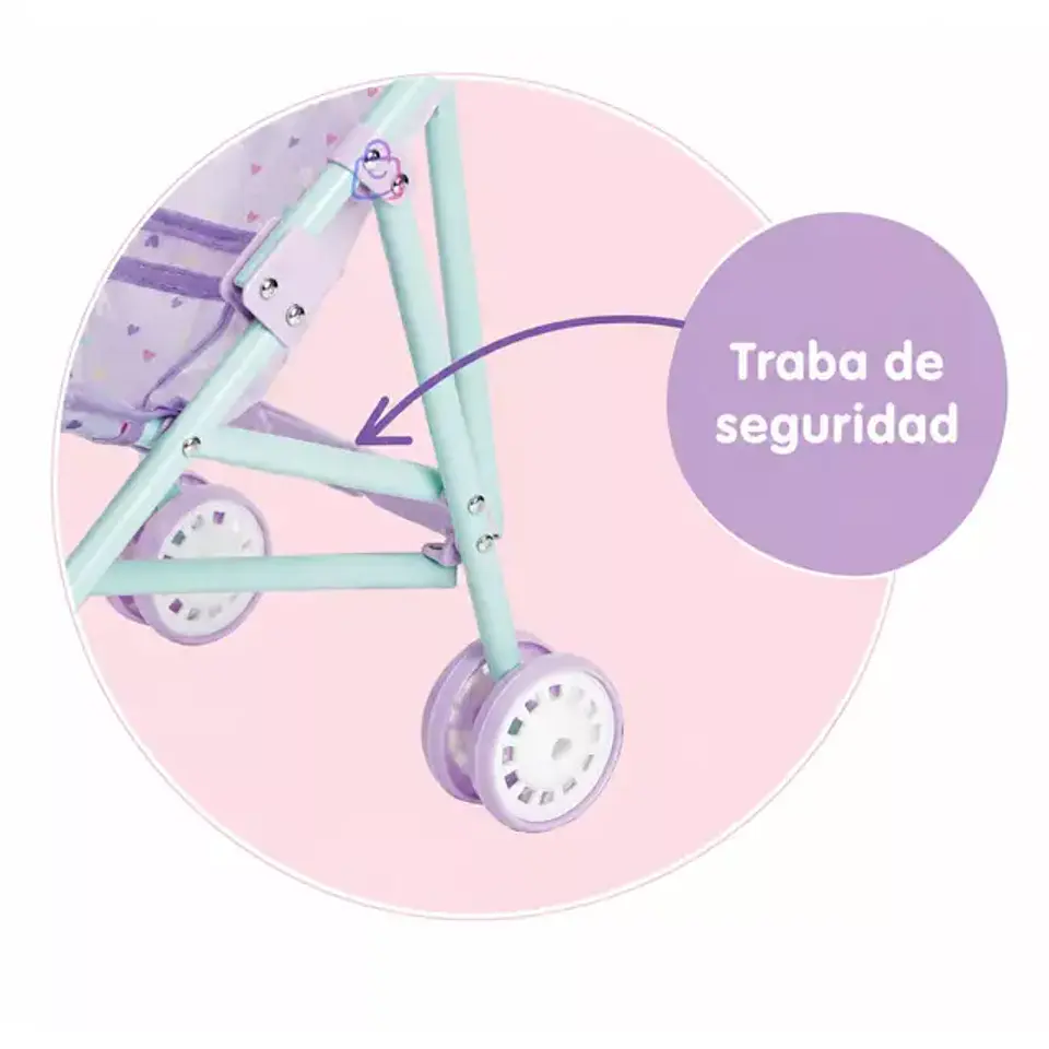 Muñeca Bebé con Coche Plegable de Paseo - Little Dolphie 4