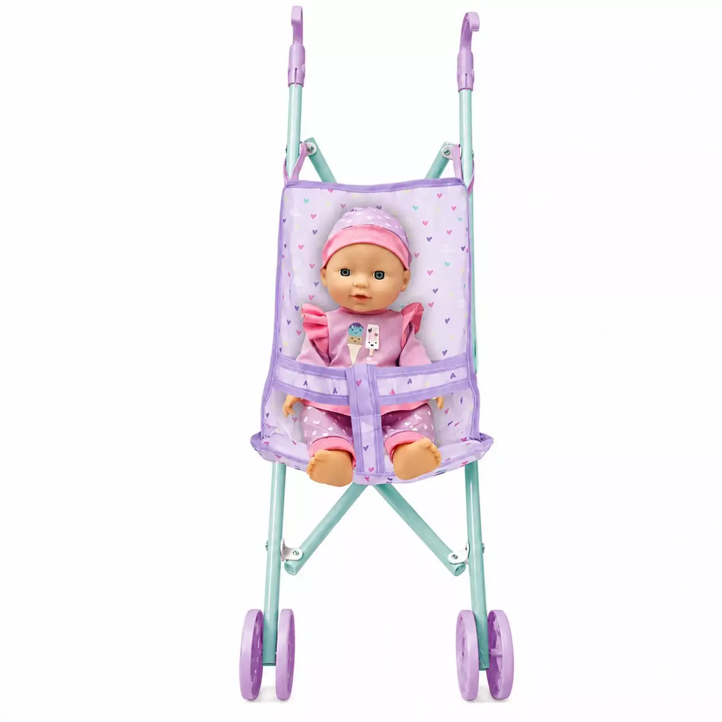 Muñeca Bebé con Coche Plegable de Paseo - Little Dolphie 3