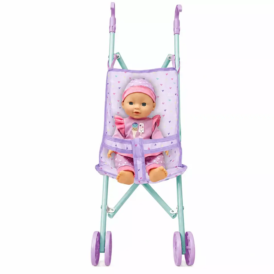 Muñeca Bebé con Coche Plegable de Paseo - Little Dolphie 3