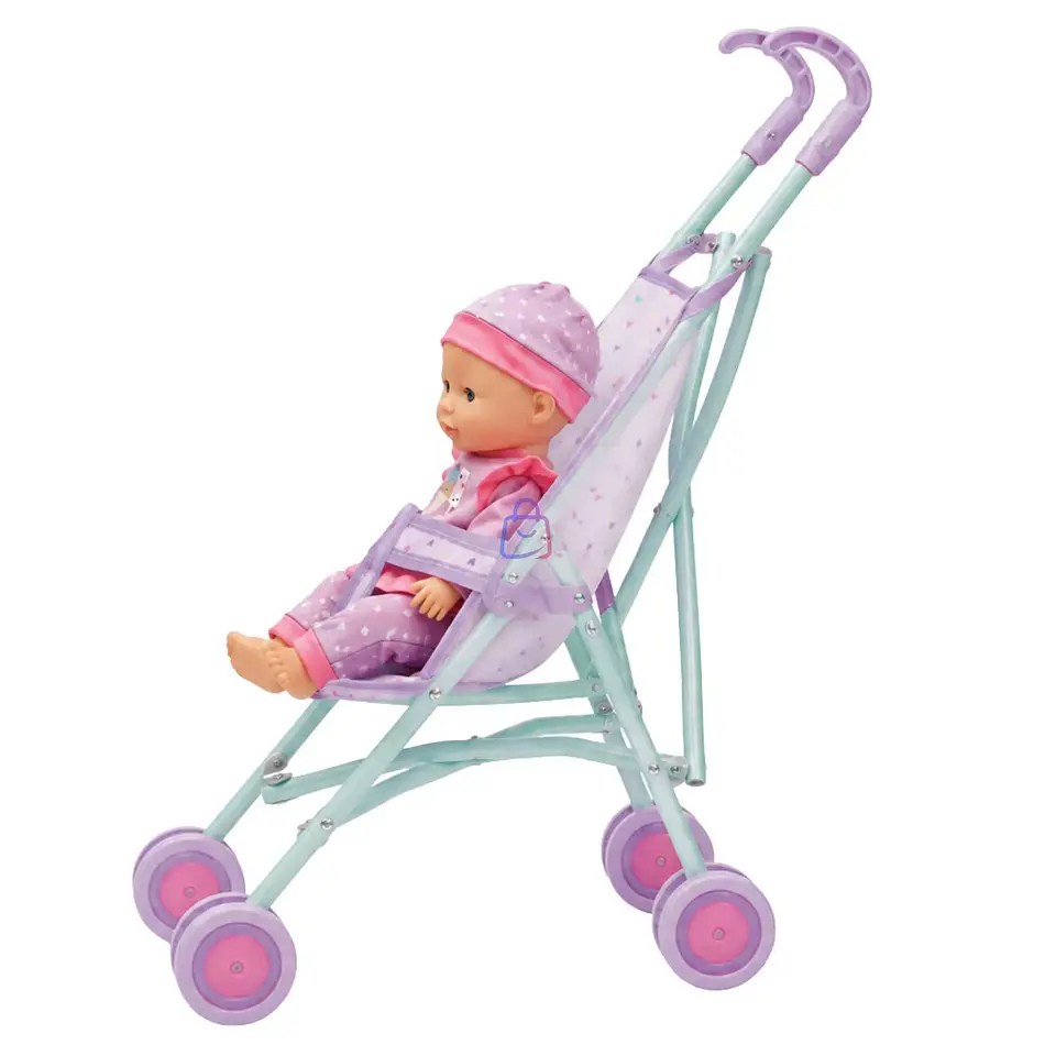 Muñeca Bebé con Coche Plegable de Paseo - Little Dolphie 2