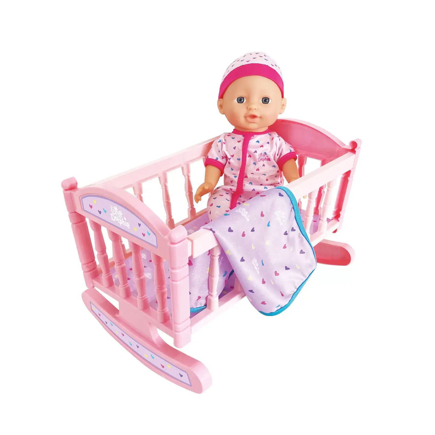 Muñeca Bebé con Cuna y Manta 29 cm – Little Dolphie 2