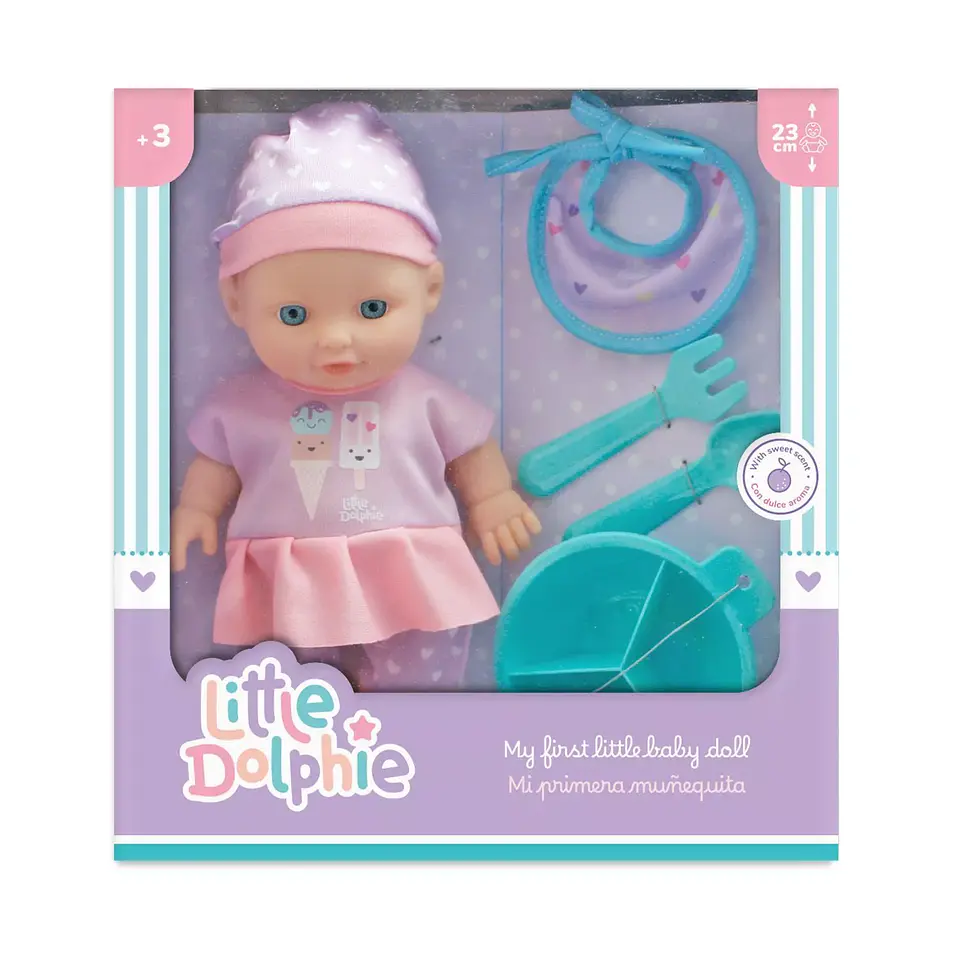 Muñeca Bebé Con Accesorios para Alimentar 23 cm – Little Dolphie 1