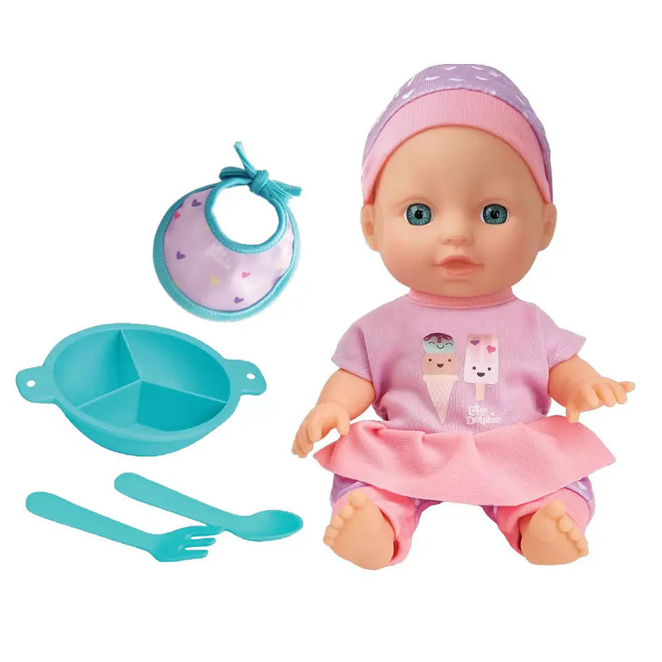 Muñeca Bebé Con Accesorios para Alimentar 23 cm – Little Dolphie 2