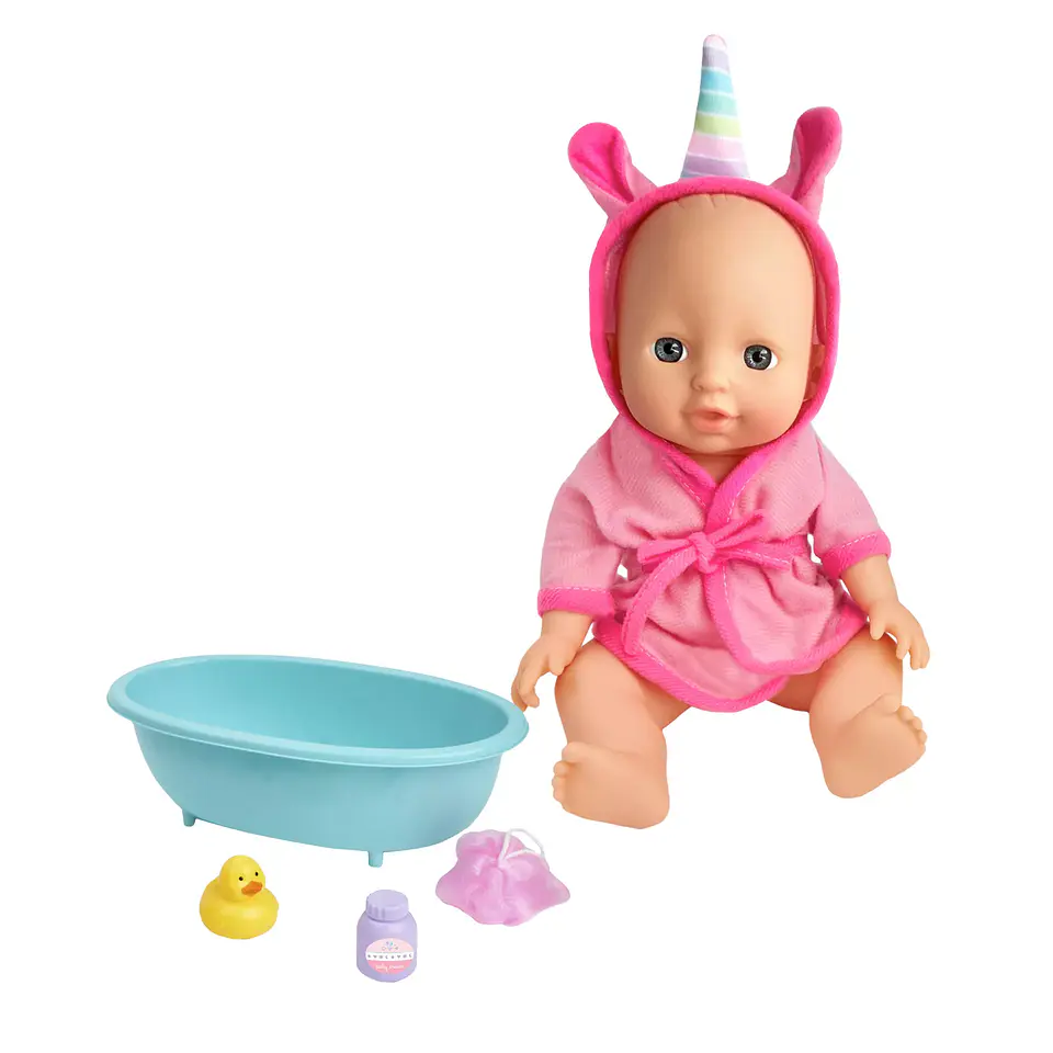 Muñeca Bebé con Tina, Bata y Accesorios 29 cm – Little Dolphie 2