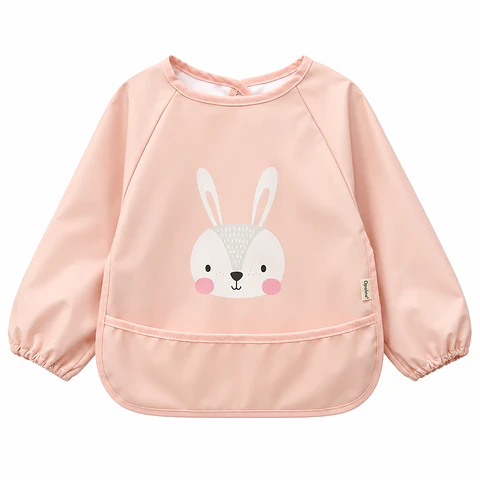 Babero Impermeable de Niña Conejo Rosado – Opaline