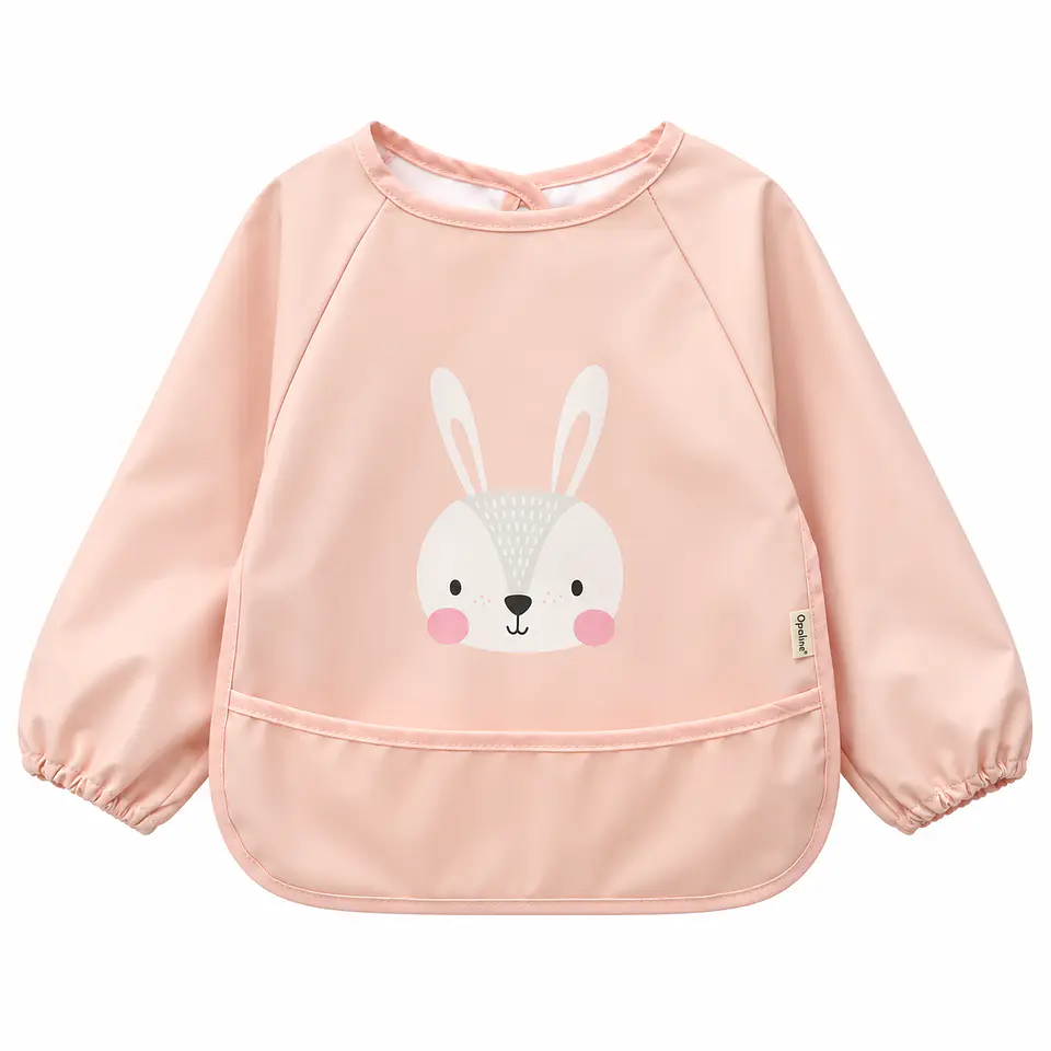 Babero Impermeable de Niña Conejo Rosado – Opaline 1