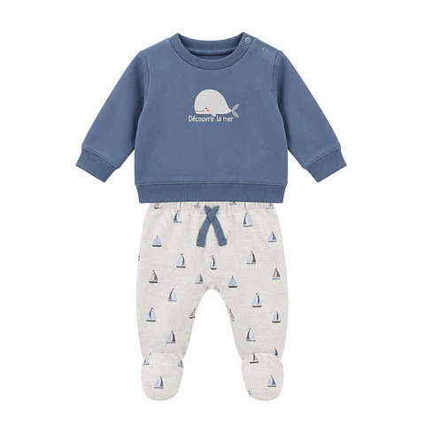 Conjunto Polerón Ballena y Pantalón Azul Bebé Niño – Opaline