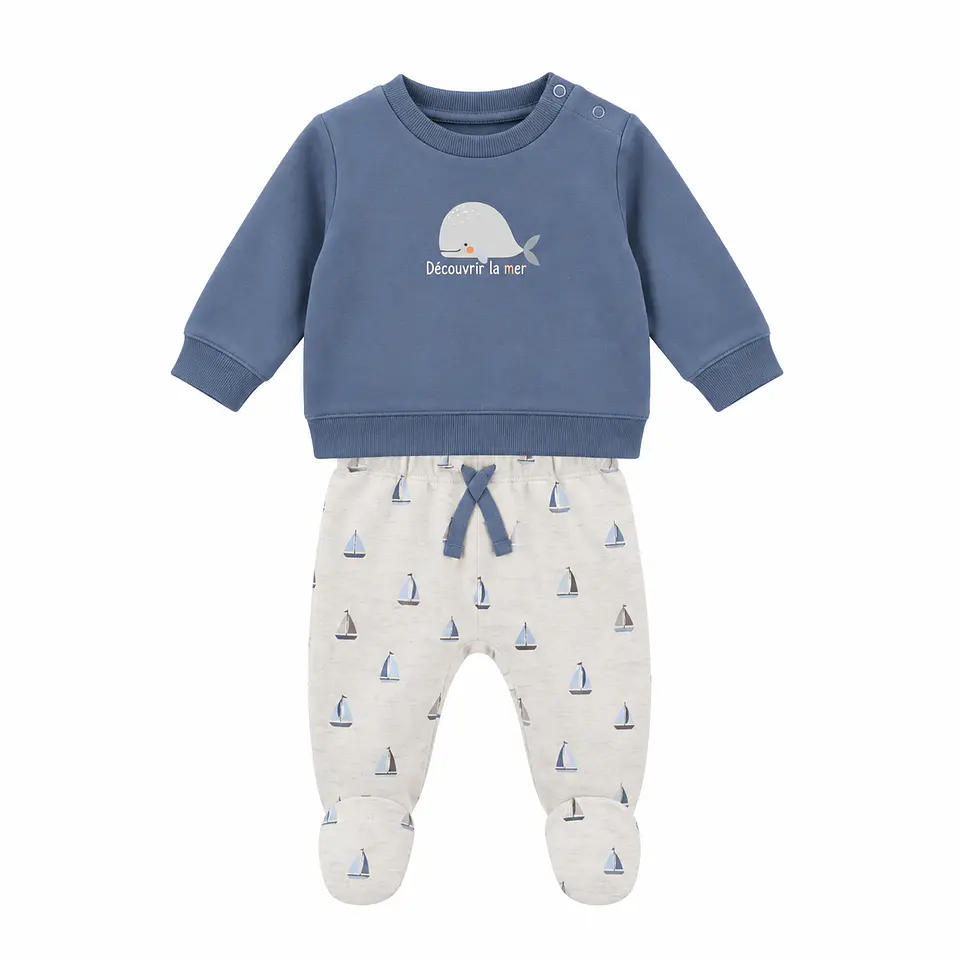 Conjunto Polerón Ballena y Pantalón Azul Bebé Niño – Opaline 1
