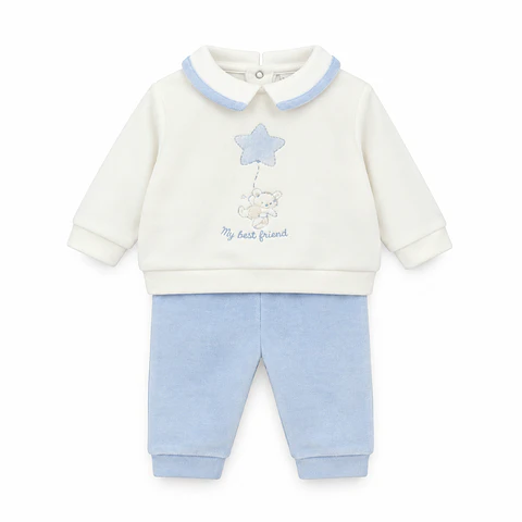 Conjunto Polerón y Pantalón Bebé Celeste Plush – Opaline