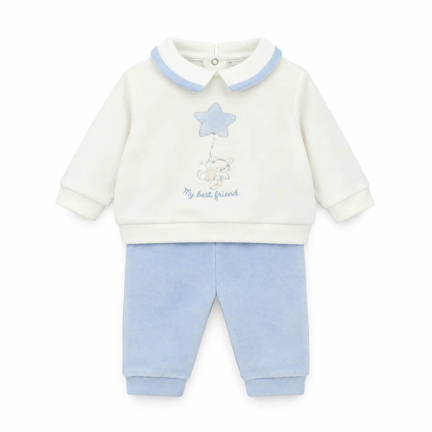 Conjunto Polerón y Pantalón Bebé Celeste Plush – Opaline 1