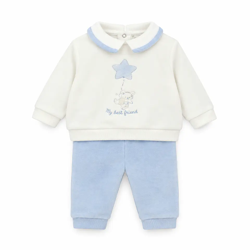 Conjunto Polerón y Pantalón Bebé Celeste Plush – Opaline 1