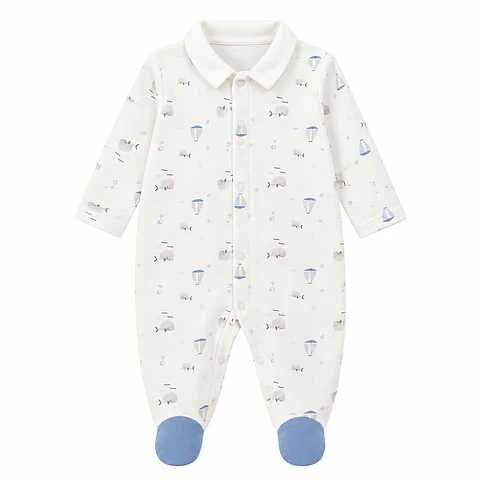 Osito de Algodón Blanco Estampado de Bebé Niño - Opaline