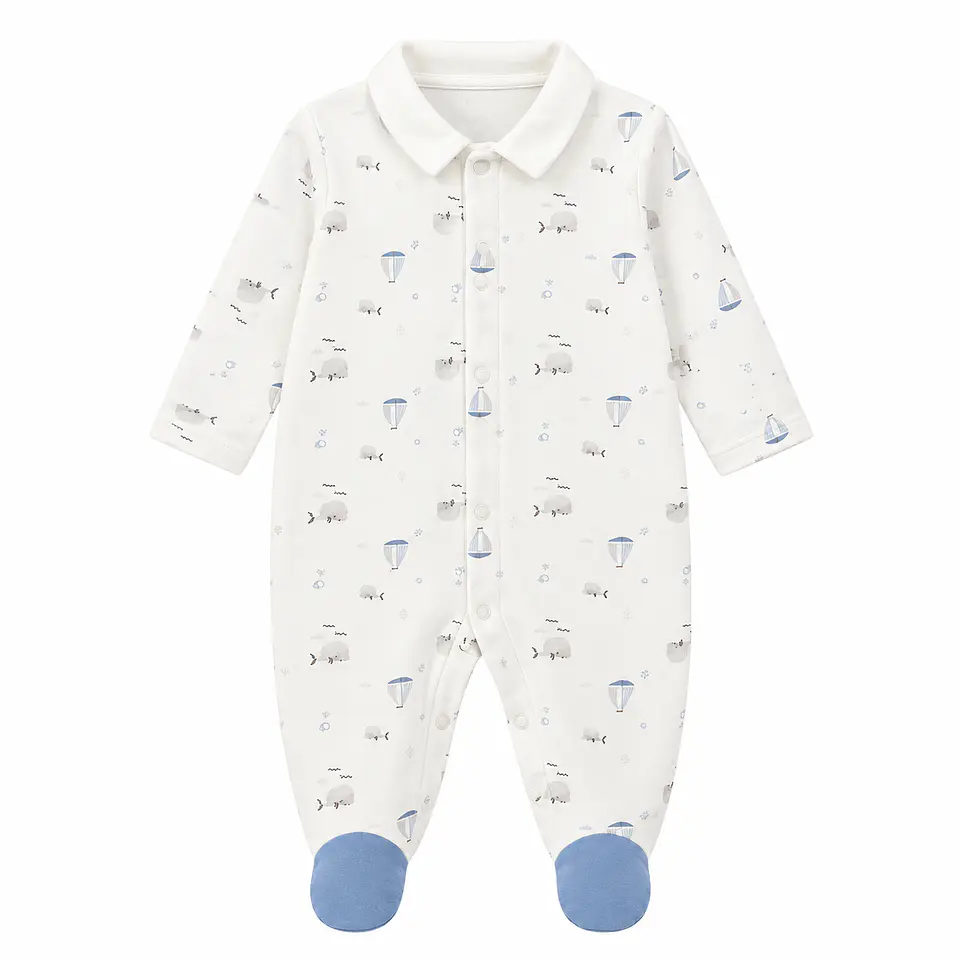 Osito de Algodón Blanco Estampado de Bebé Niño - Opaline 1
