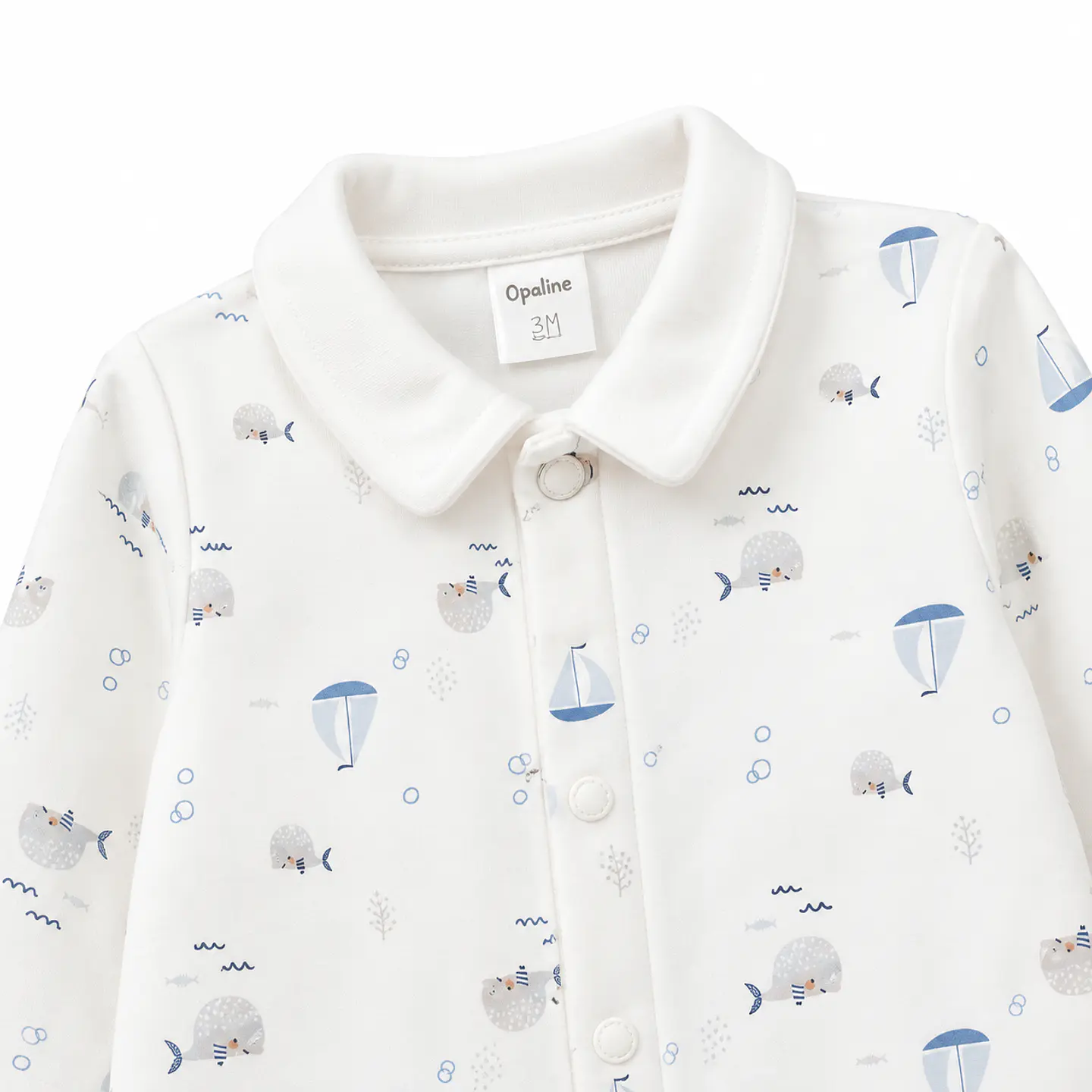 Osito de Algodón Blanco Estampado de Bebé Niño - Opaline 3
