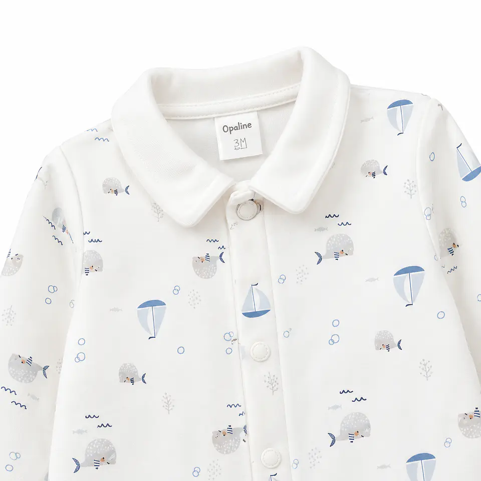 Osito de Algodón Blanco Estampado de Bebé Niño - Opaline 3