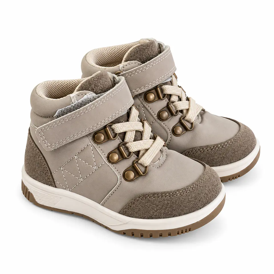 Botín Infantil Beige con Velcro y Cordones - Opaline 1