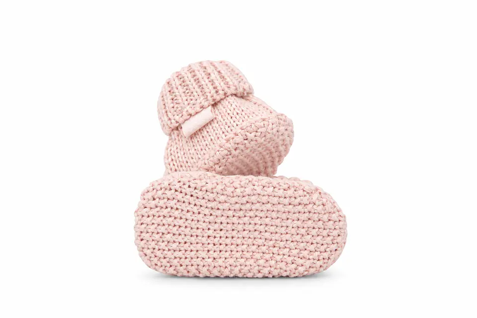 Pantufla Tejida Bebé Niña Corazón Rosado – Opaline 3