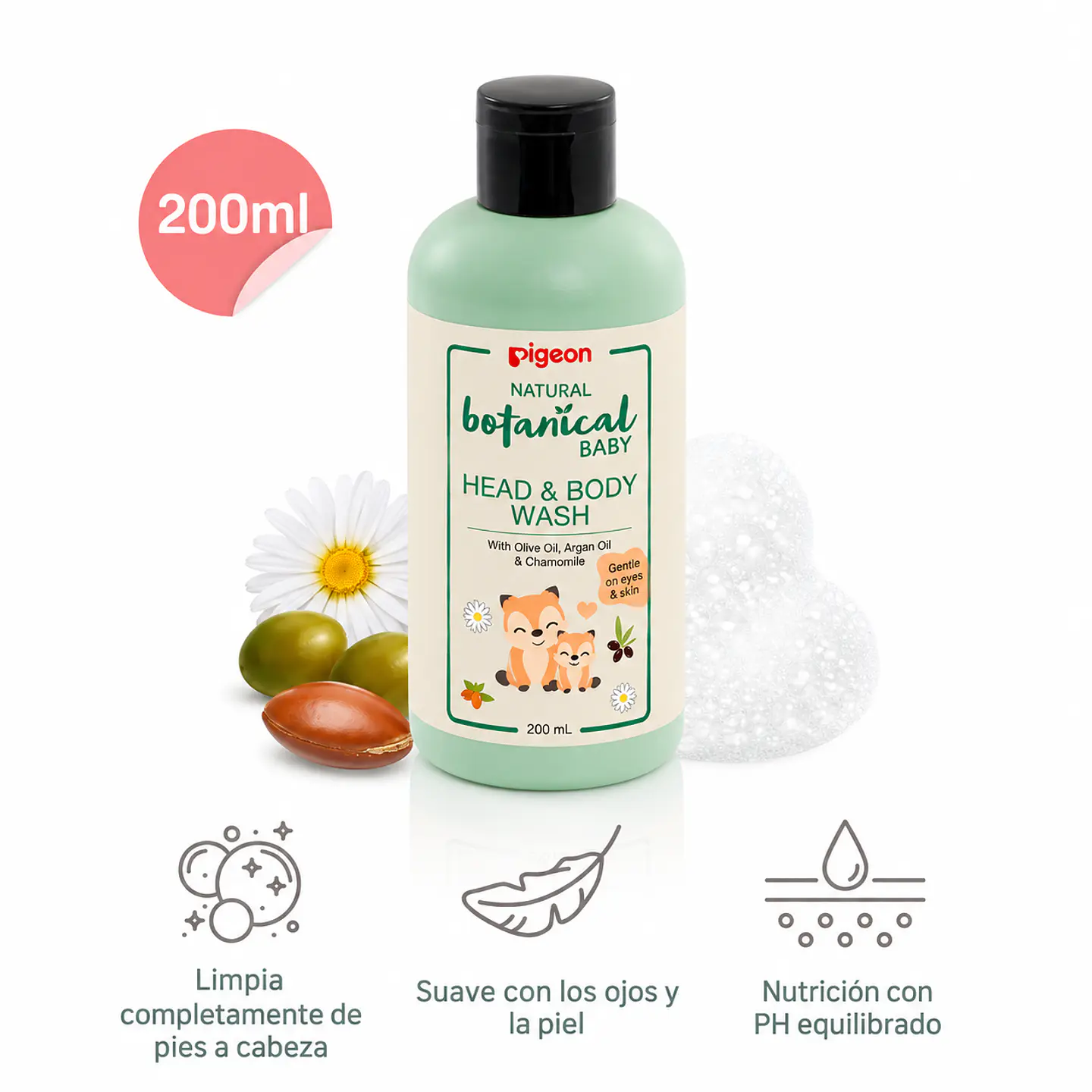 Natural Botanical Baby Head & Body Wash 200 ml – Pigeon 2