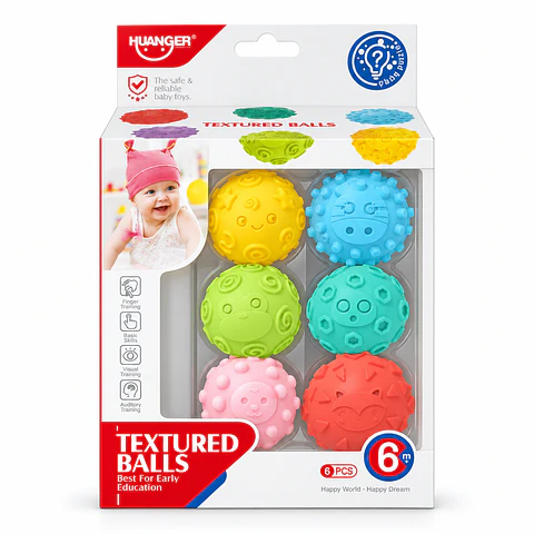 Set de 6 Pelotas Sensoriales con Texturas – Huanger