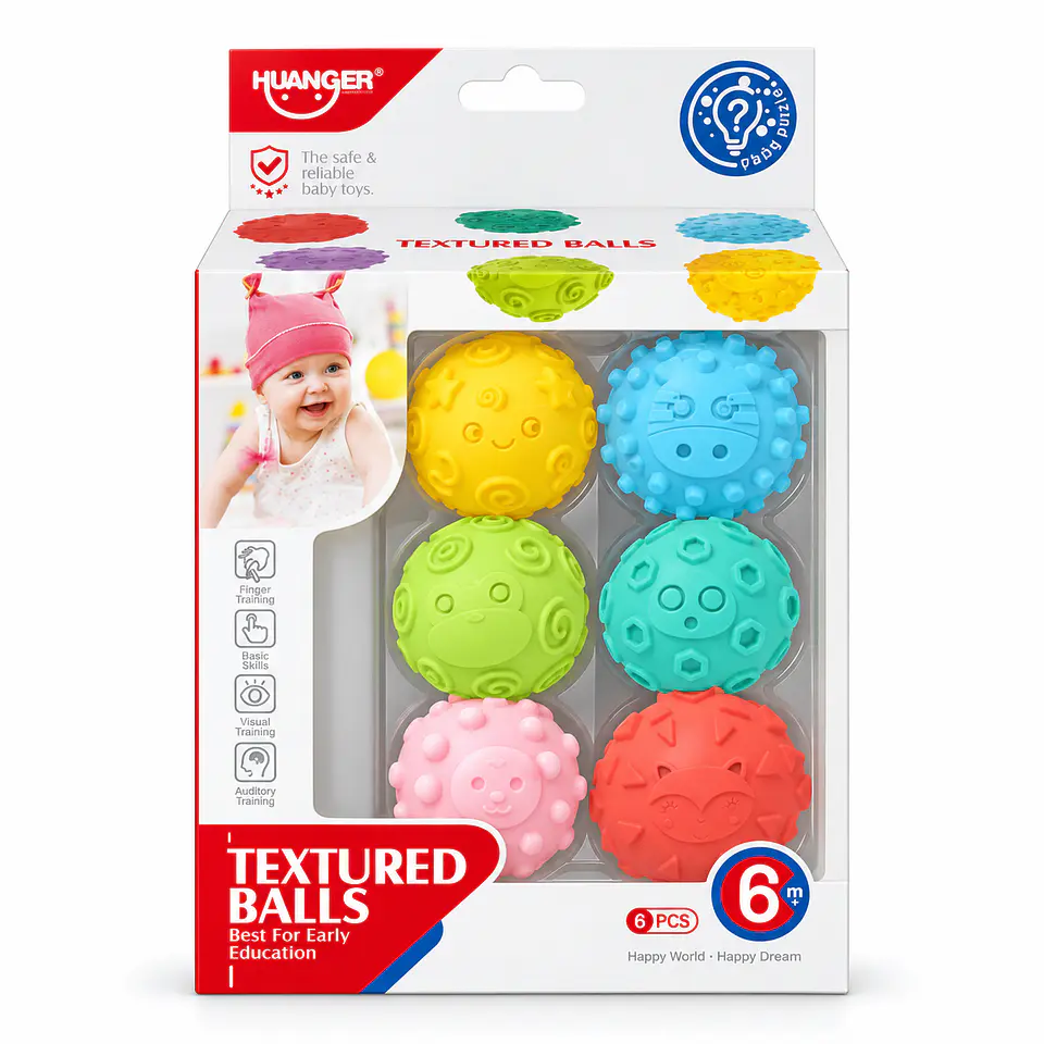 Set de 6 Pelotas Sensoriales con Texturas – Huanger 1