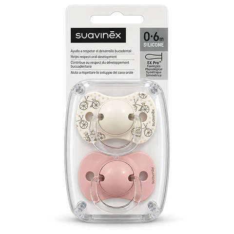 Pack 2 Chupetes SX Pro Silicona 0/6 meses Rosado - Suavinex