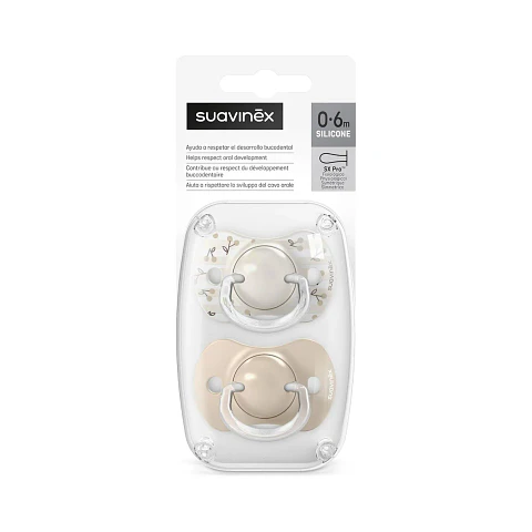 Chupetes Beige Birdies con Tetina Fisiológica SX Pro de Silicona 0/6 meses - Suavinex