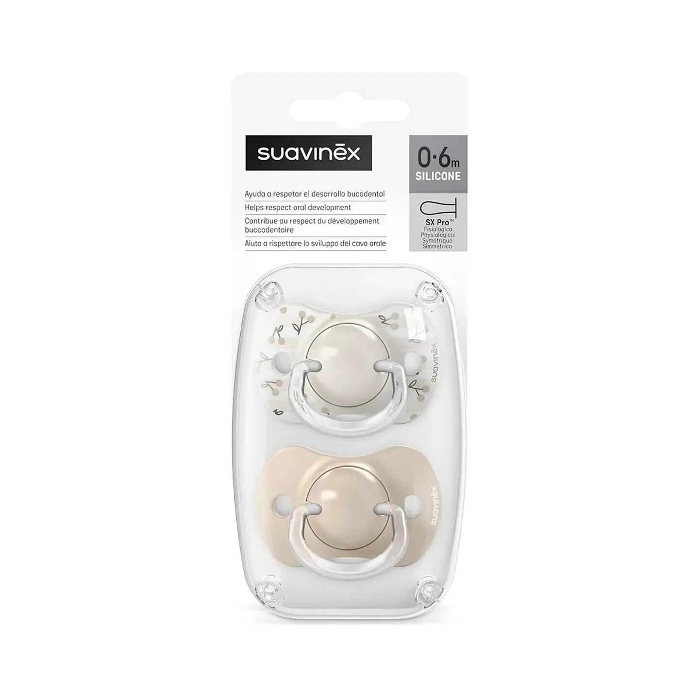 Chupetes Beige Birdies con Tetina Fisiológica SX Pro de Silicona 0/6 meses - Suavinex 1
