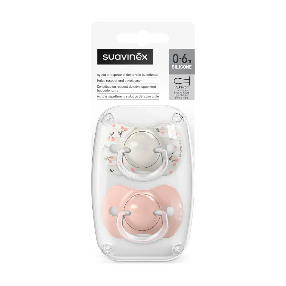 Chupetes Rosa Birdies con Tetina Fisiológica SX Pro de Silicona 0/6 meses - Suavinex  1